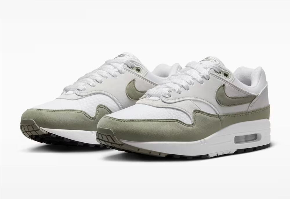 $140 Nike Air Max 1 Women's 7 Men's 5.5 DZ2628-112 White/Light Army/Grey NWB